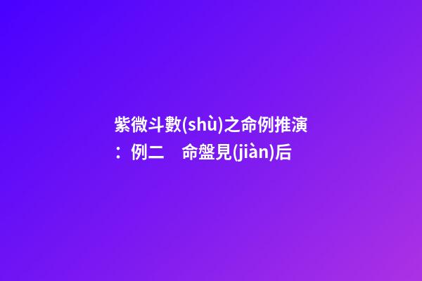 紫微斗數(shù)之命例推演：例二　命盤見(jiàn)后
